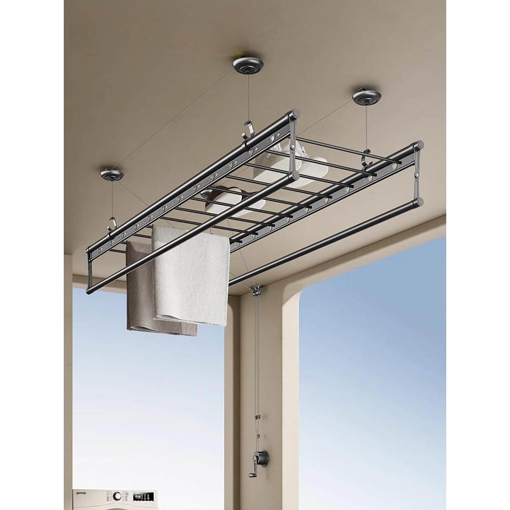 恋晴升降晾衣架手摇器阳台室内家用晾衣杆神器自动顶装手动晒衣架