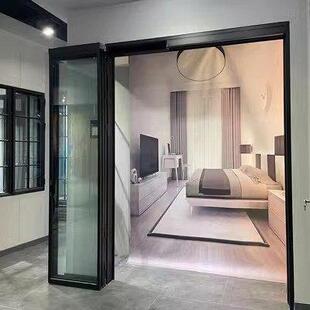 阳台铝合金PT三联动PD门推拉折叠一体门开 放式厨房化妆室极窄玻