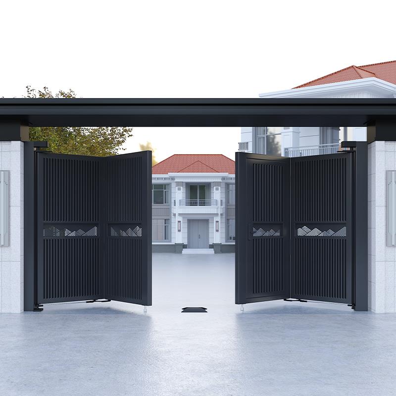 铝合金庭院门别墅户外电动悬浮折叠车库门铁艺四扇折叠门院墙大门