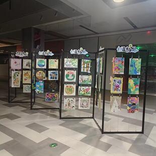 画展展示架折叠铝合金广告海报摄影作品儿童学校八棱柱展板挂画架