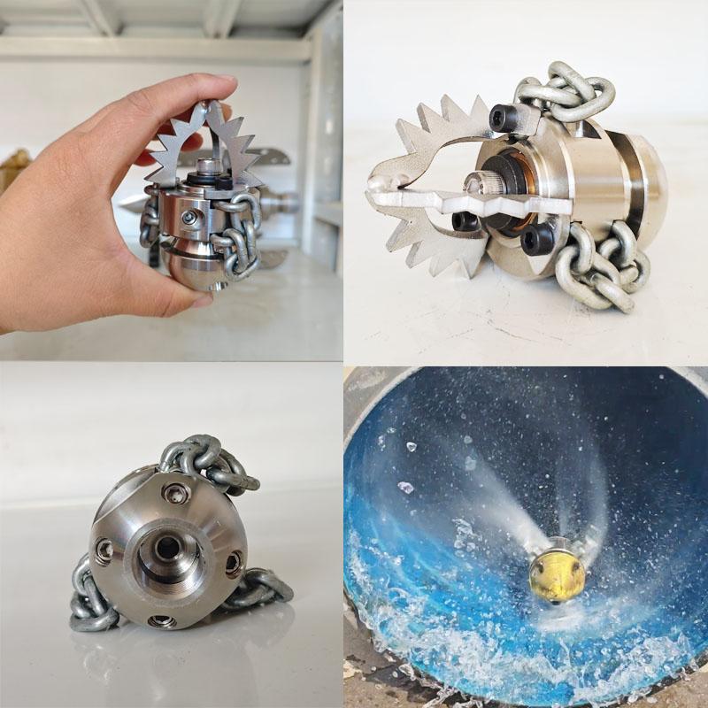 高压爆破喷头0.65KG不锈钢材质旋转清洗疏通下水管道硬物淤泥树根