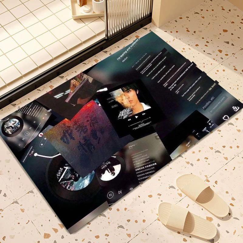 周杰伦周边浴室地毯床边毛毯脚垫相册风格硅藻泥浴室吸水防滑垫地