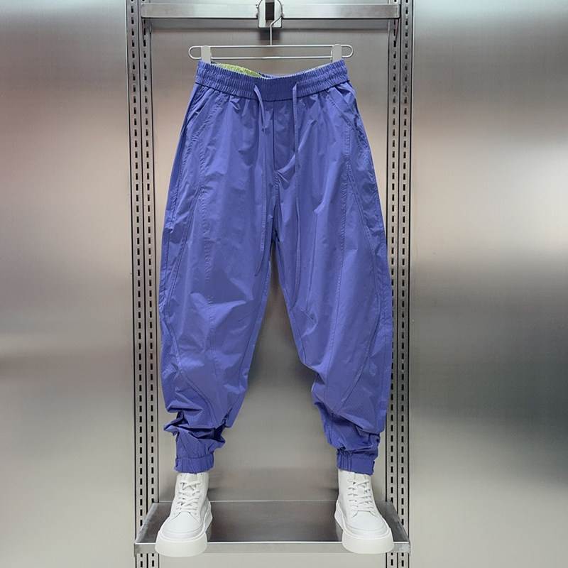 休闲裤男士2026新款夏季潮牌宽松束脚哈伦裤松紧腰纯色九分工装裤