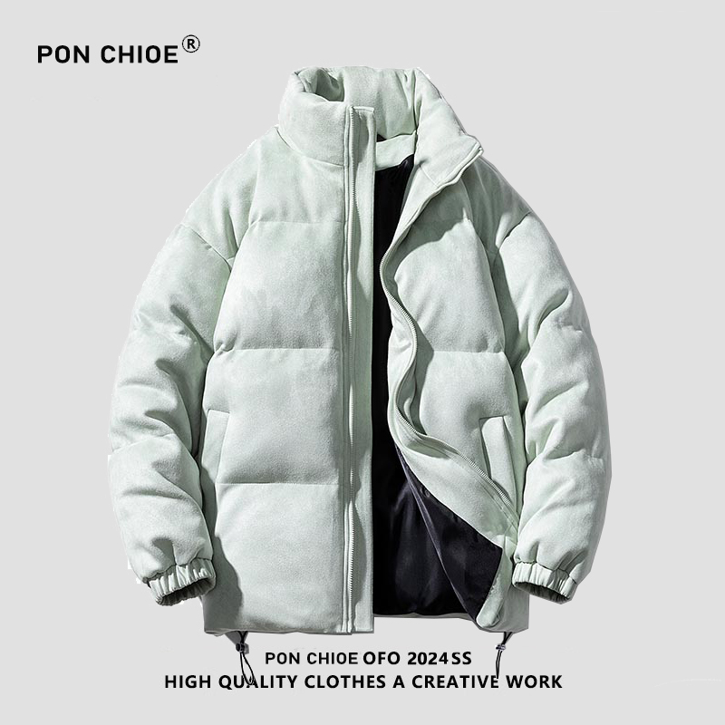 ponchioe冬季鹿皮绒棉衣男女同款加厚保暖时尚情侣装棉服外套休闲