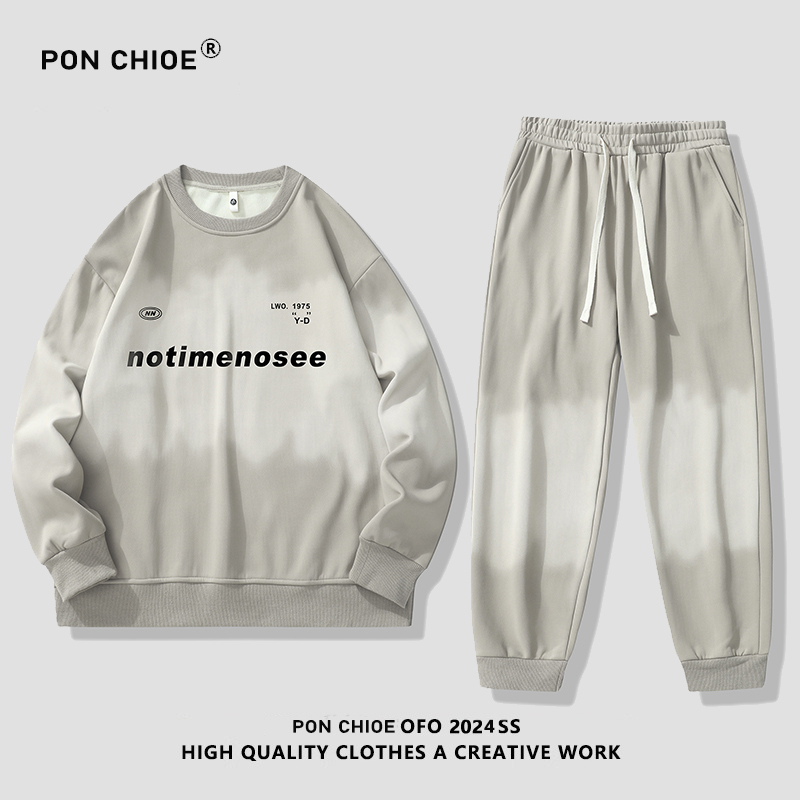 ponchioe春秋季运动套装男女2024年新款休闲裤潮牌ins卫衣男宽松