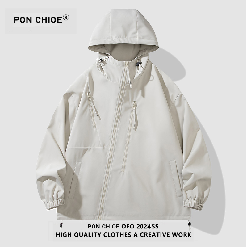 ponchioe冲锋衣外套男款春秋潮牌男装工装痞帅夹克男生夏季登山服