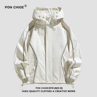 夾克情侶裝 ponchioe機(jī)能風(fēng)連帽外套男女戶(hù)外登山潮牌痞帥休閑工裝