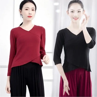 舞蹈练功服女现代古典爵士广场民族成人教师艺考形体瑜伽修身上衣