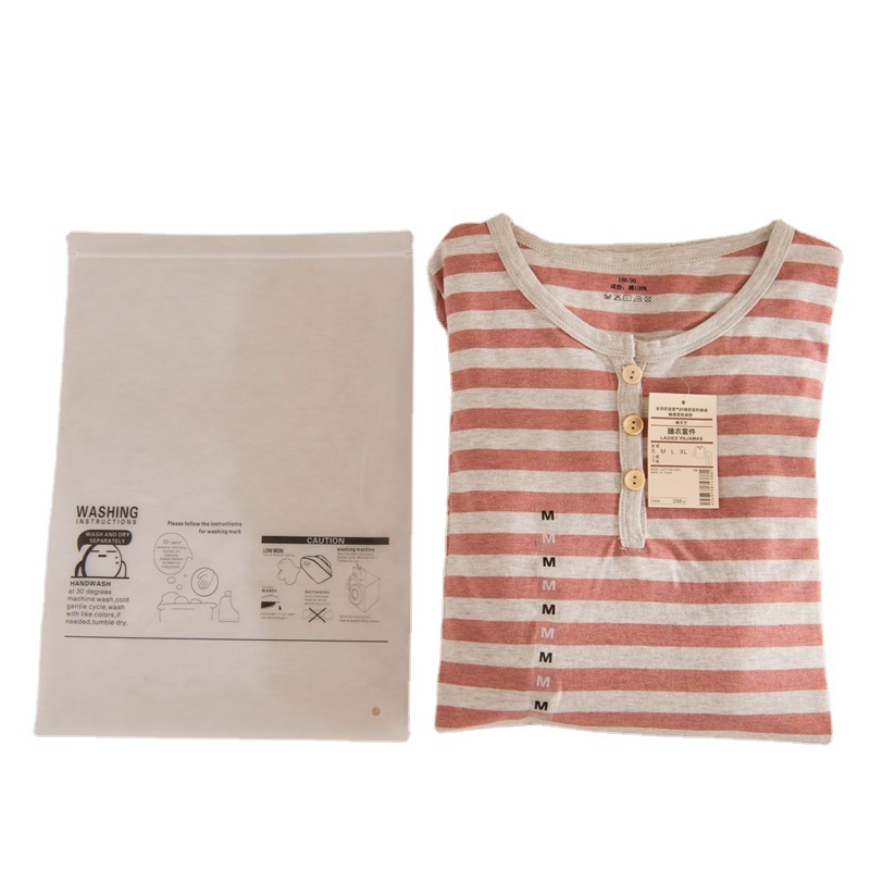 无印日式无侧缝睡衣男女条纹家居服针织纯棉天竺棉起居服套装