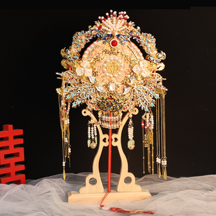 物语新娘结婚团扇双面双色重工喜扇手工diy材料包中式秀禾成品扇