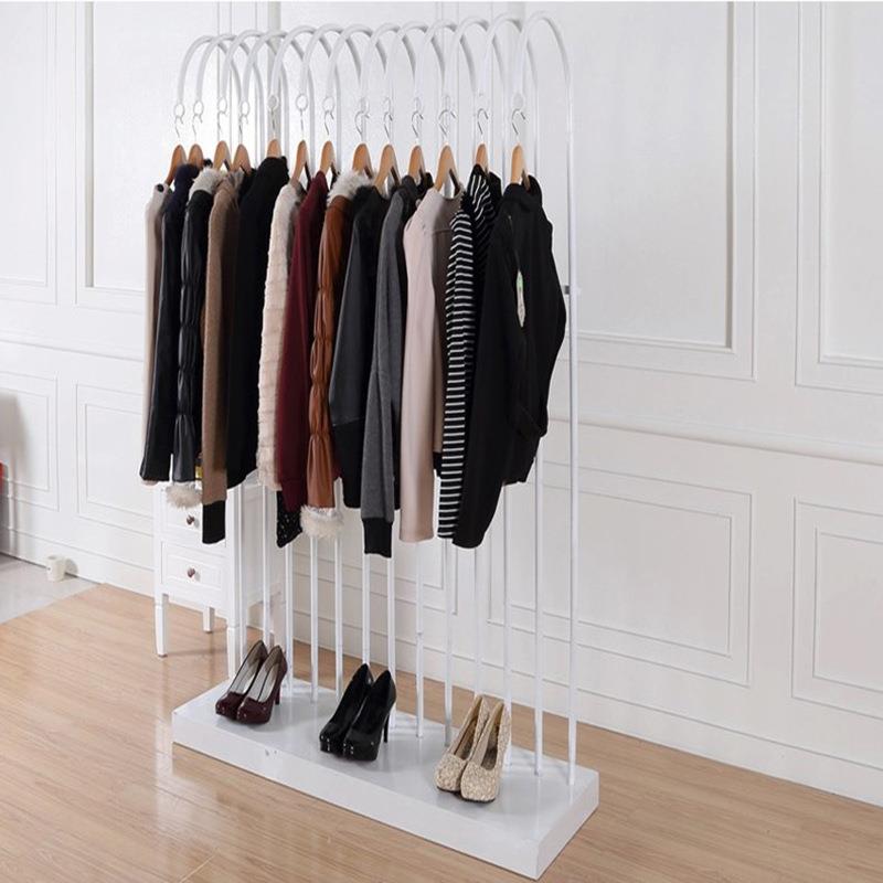 LOFT美式复古单杠服装货架铁艺落地式服装展示架金属简约服装架
