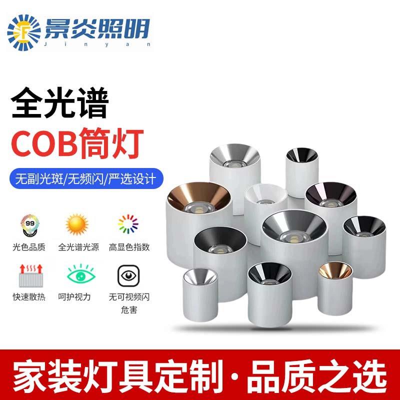 全光谱明装筒灯COB筒灯吸顶免打孔过道客厅卧室酒店适用吸顶筒灯