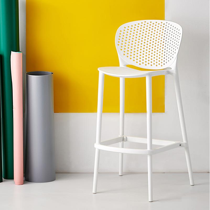 北欧简约吧台椅休闲家用靠背高脚椅创意户外塑料高脚凳服装店椅子