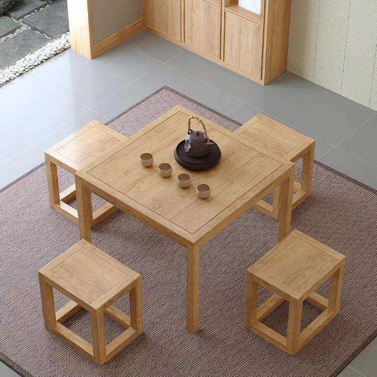实木八仙桌正方形餐桌椅组合四方桌棋牌桌茶馆茶桌掼蛋桌家用饭桌