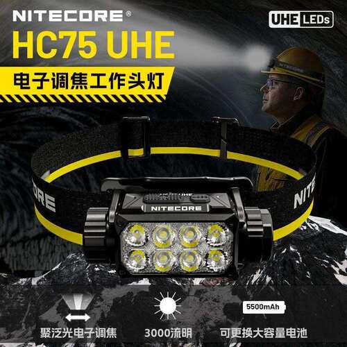 NITECORE奈特科尔HC75UHE聚泛光工作头灯室外作业夜间维修工作灯