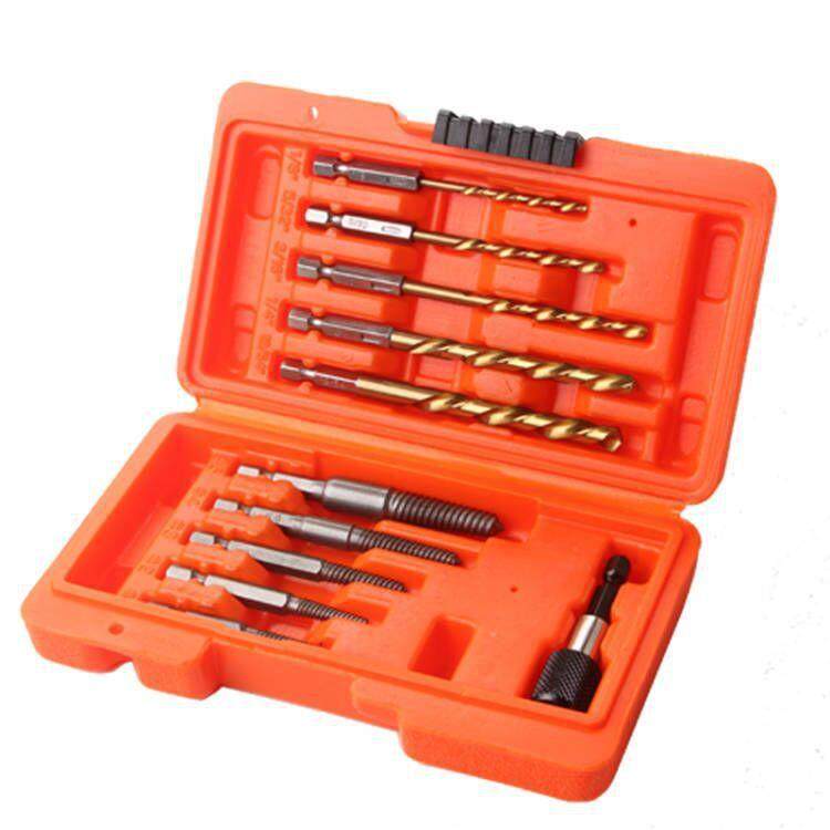 现货断丝取出高速钢钻头组合11PC套装麻花钻断头螺丝取出器