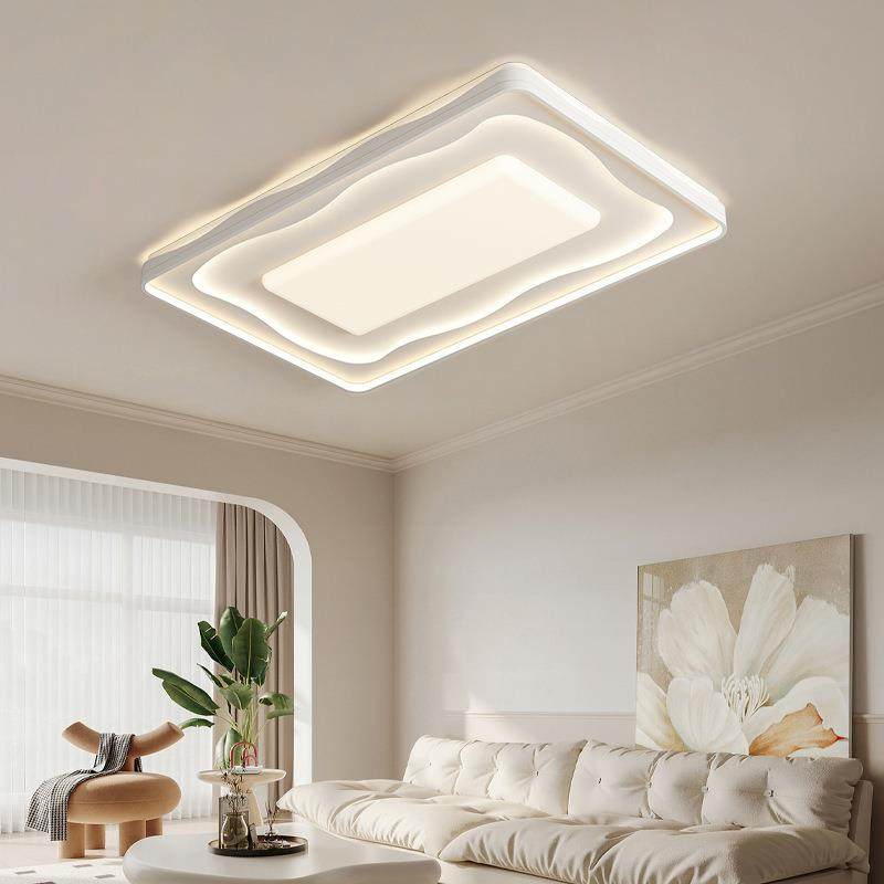 客厅灯吸顶灯北欧极简奶油风长方形灯具全光谱护眼创意波浪大厅灯,3C数码配件,USB灯,淘宝优惠券,粉丝福利购,淘宝优惠卷
