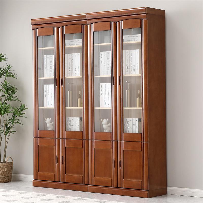 中式实木书柜23456门书柜组合家用办公书橱落地书房置物架大容量