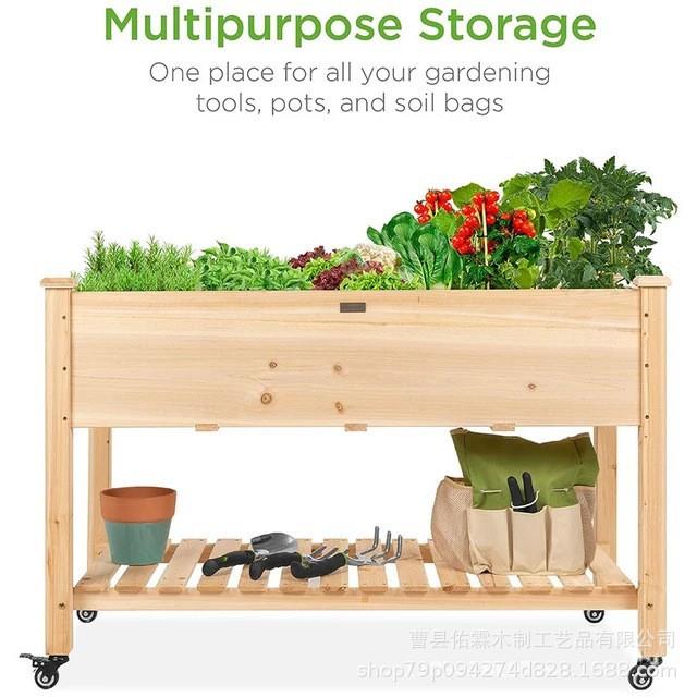 小推车230708收纳架园床植水果家蔬菜木质户外种花架可移动庭种植