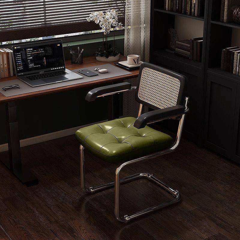 家用电桌舒脑椅藤编复古适办公椅习书房卧室学书-椅子靠背升降转