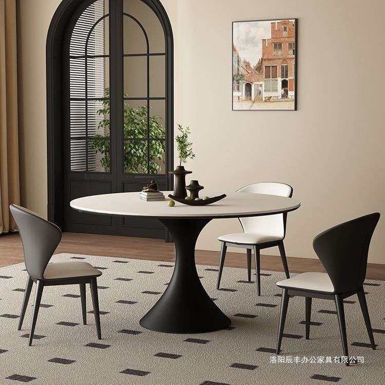 意式极简小户型用白现代简约圆法桌式复古圆形纯岩板UBT餐桌椅客,商业/办公家具,餐桌椅系列,淘宝优惠券,粉丝福利购,淘宝优惠卷