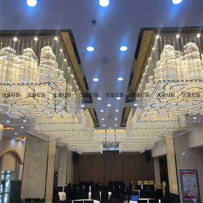 酒店工灯饰客厅程灯吸顶灯祥云花瓣形宴会水晶楼灯20016售部大厅