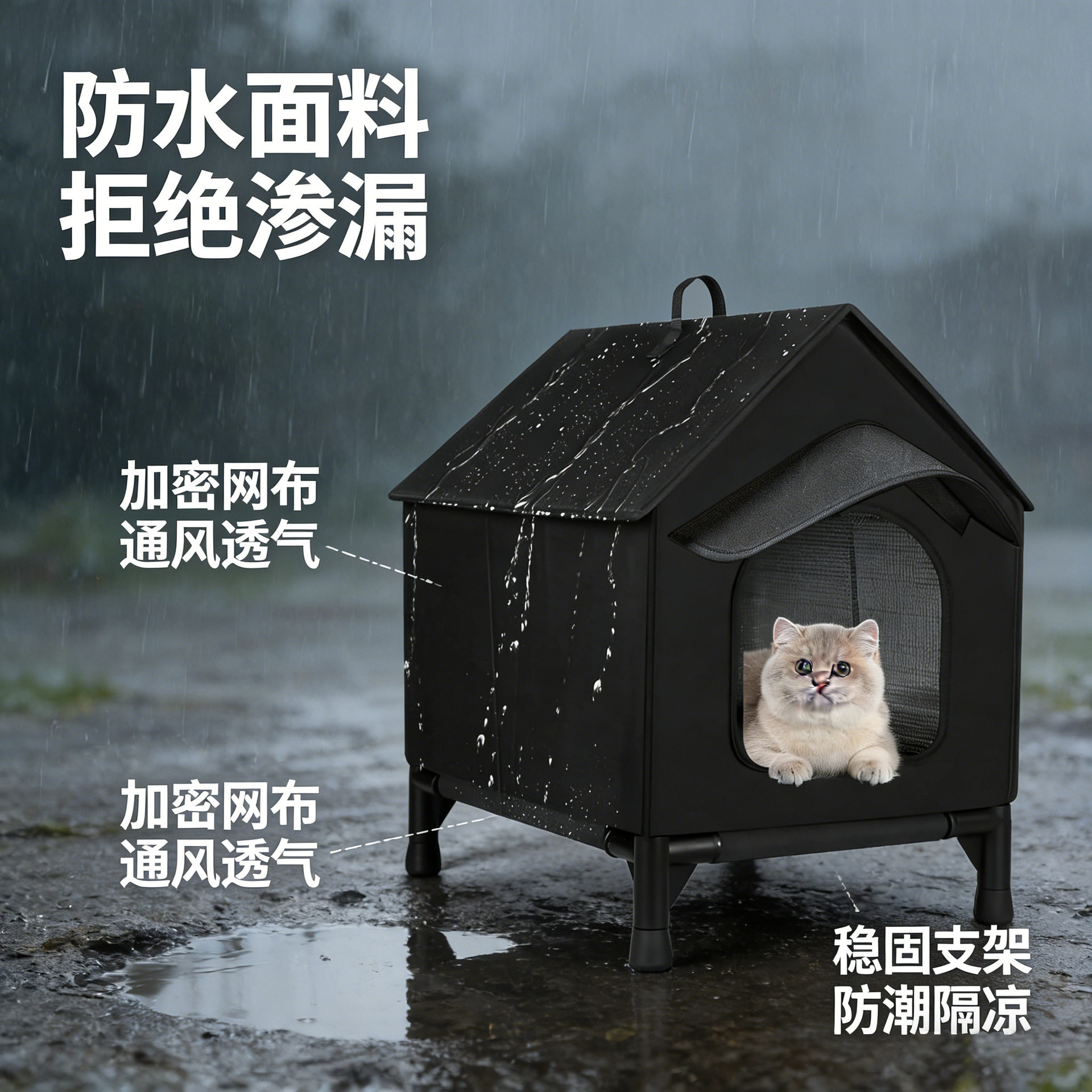 跨境户外四季通用猫房子猫屋猫床小猫窝猫别墅流浪猫保暖猫窝