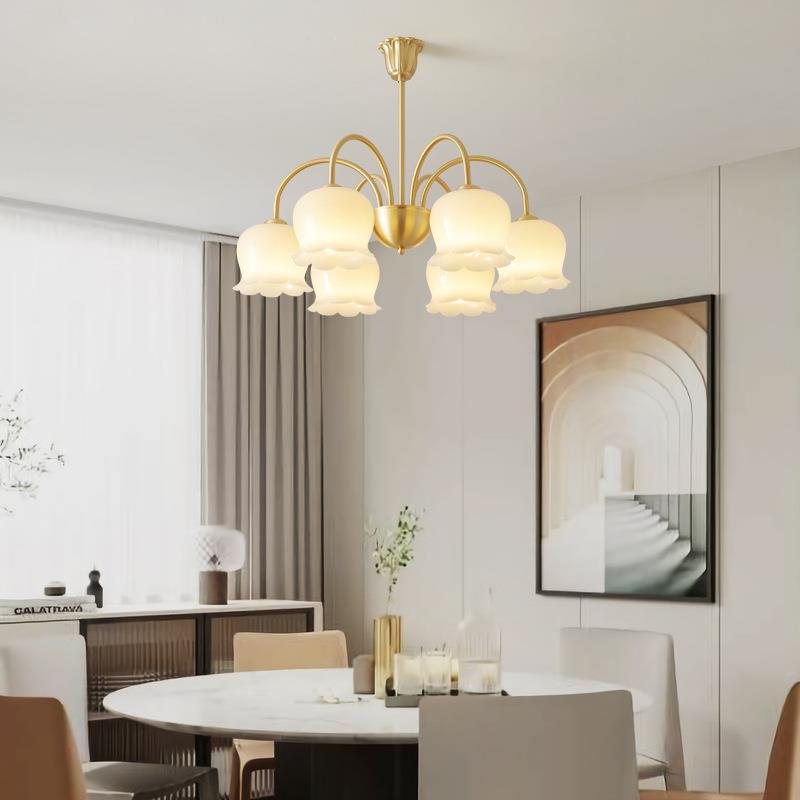 厅全铜客厅吊灯法式美奶油风式复古简约餐温馨主卧室LED334吸顶吊