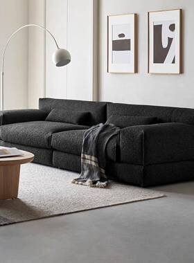 法式意四布艺黑色小户型客ZW1352厅大坐直排人位设计师式新款绒深