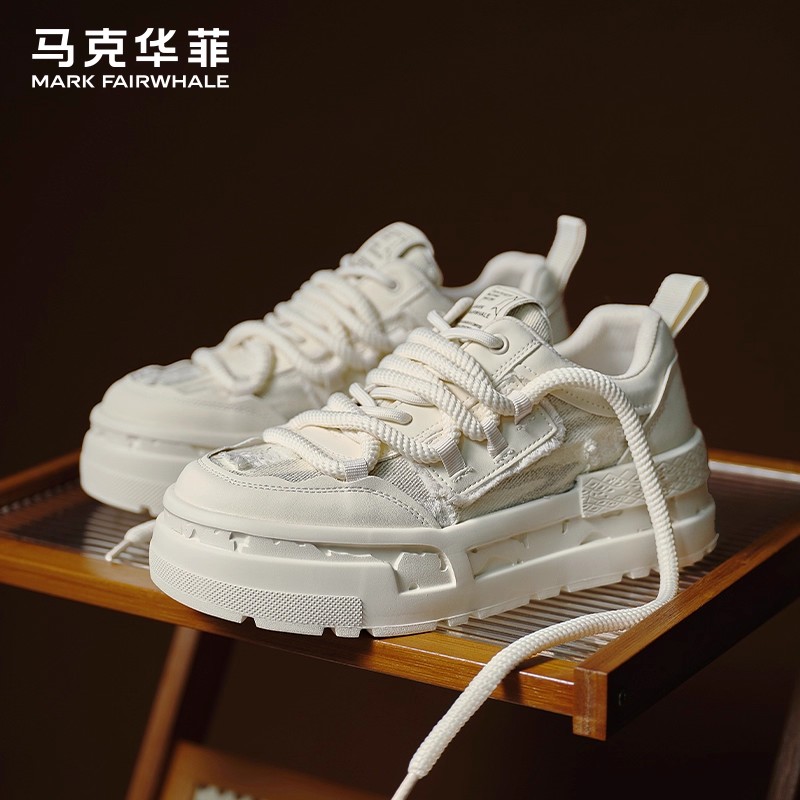 马克华菲官方男款小白鞋2025新款夏季男鞋增高休闲板鞋百搭潮鞋子