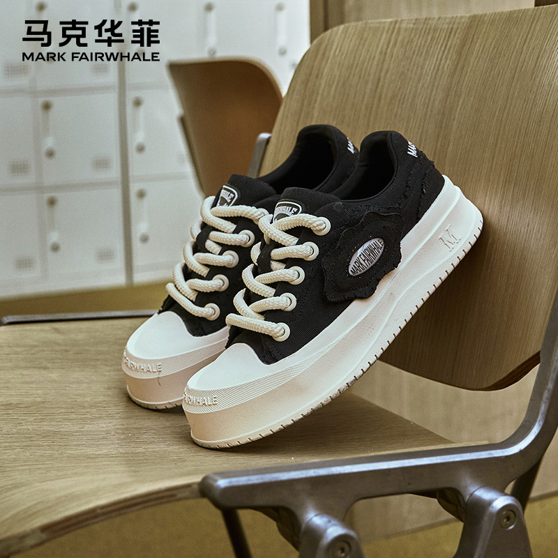 马克华菲官方男鞋2025新款夏季透气情侣款帆布鞋厚底增高休闲板鞋
