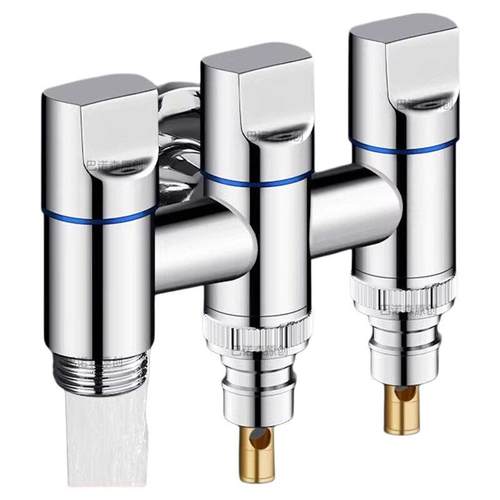 全铜分水阀三出角阀三通一进大水流量一分二接头双控双出水阀开关