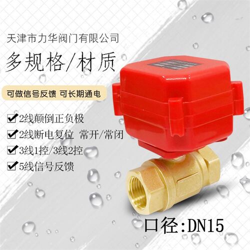 微型电动球阀 DN15 双内螺纹 4分 黄铜 双向水控阀 5v12v24v220v