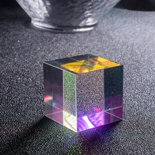 水晶光影玻璃彩色立方体学生三棱镜亮光物理教学立体几何艺术摆件