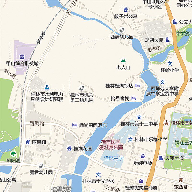 桂林市地图1.5X1.1米大尺寸贴图2024广省东订制街道交通图装饰画