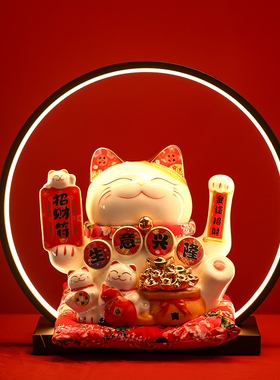 灯圈手办展示摆件新中式家居客厅办公室创意灯圈禅意发光装饰摆件