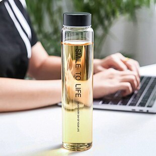 高硼硅玻璃水杯学生简约男女高颜值透明杯子创意个性细长便携