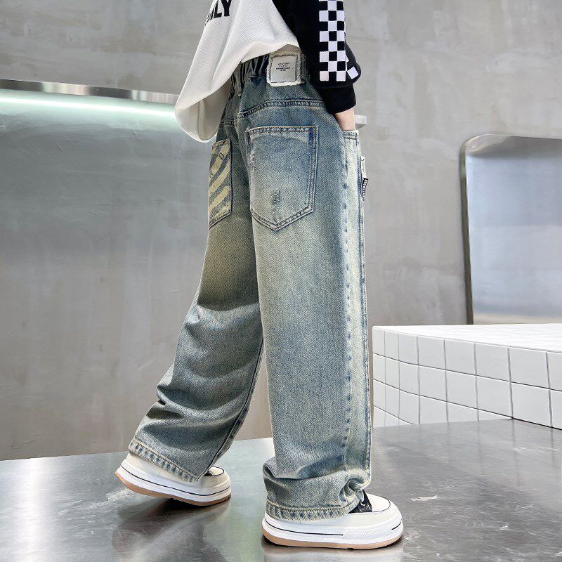 男童裤子春夏款儿童牛仔裤2024新款大童宽松休闲裤男孩薄款春夏装