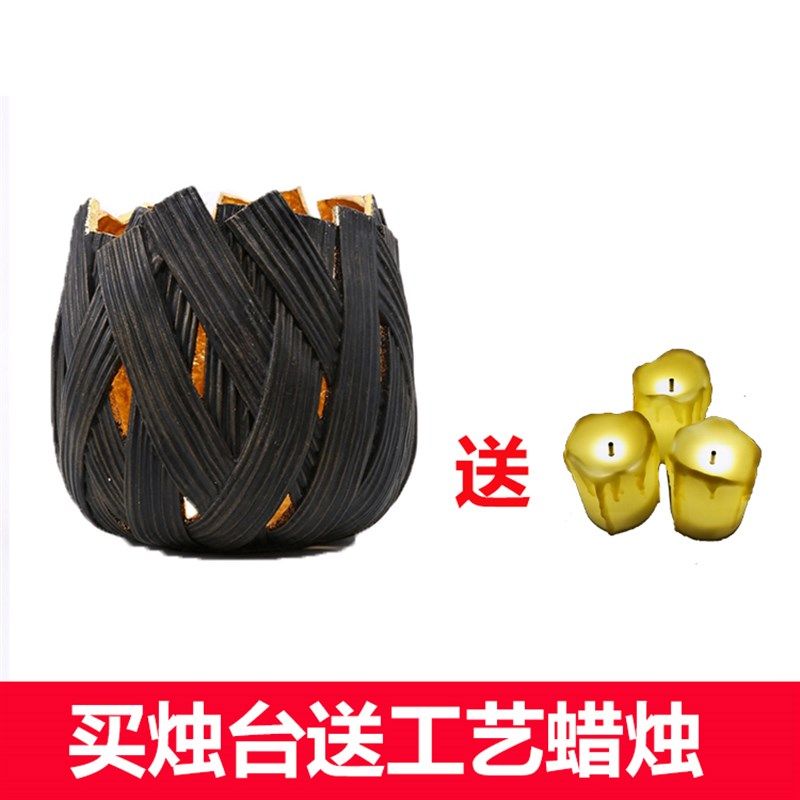 摆件办公室创意欧式铁艺叶子蜡烛台小摆件酒店客厅创意摆件工艺品