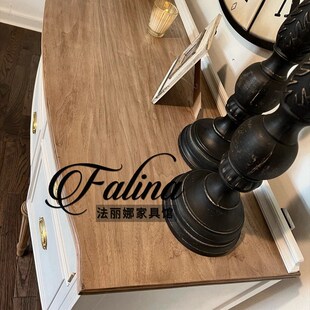 餐边柜 饰柜美式 法式 复古玄关柜实木入户正对门奶油风半圆超薄装