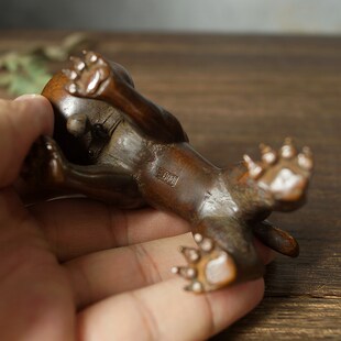 苏工实心铜生肖狗居室书桌博古架桌面摆件茶宠茶可养日式 复古铜虫