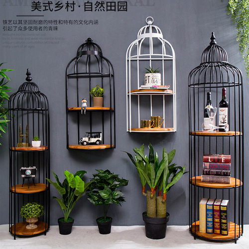 北欧铁艺复古落地鸟笼置物架摆件装饰品创意家居客厅房间大型摆设
