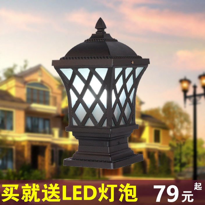 墙头灯柱头围墙灯方形柱子灯大门别墅庭院灯具欧式景观户外灯