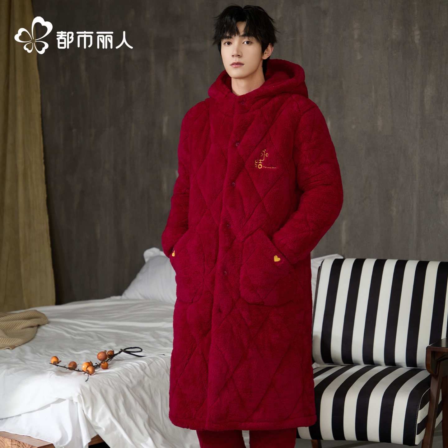 都市丽人珊瑚绒加厚情侣睡衣新婚