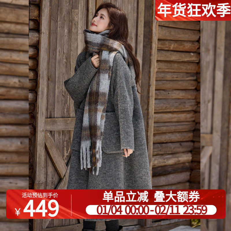 【时代·印记】白鹿语羊毛混纺双面呢大衣25秋冬新款长款毛呢外套,女装/女士精品,毛呢外套,淘宝优惠券,粉丝福利购,淘宝优惠卷