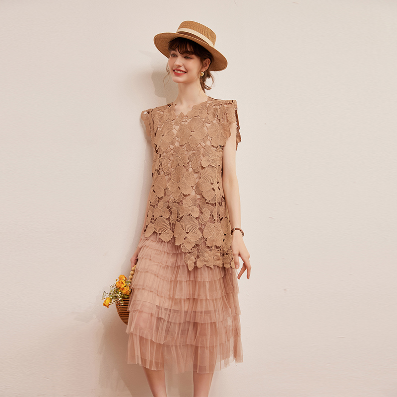 白鹿语法式浪漫蛋糕裙连衣裙