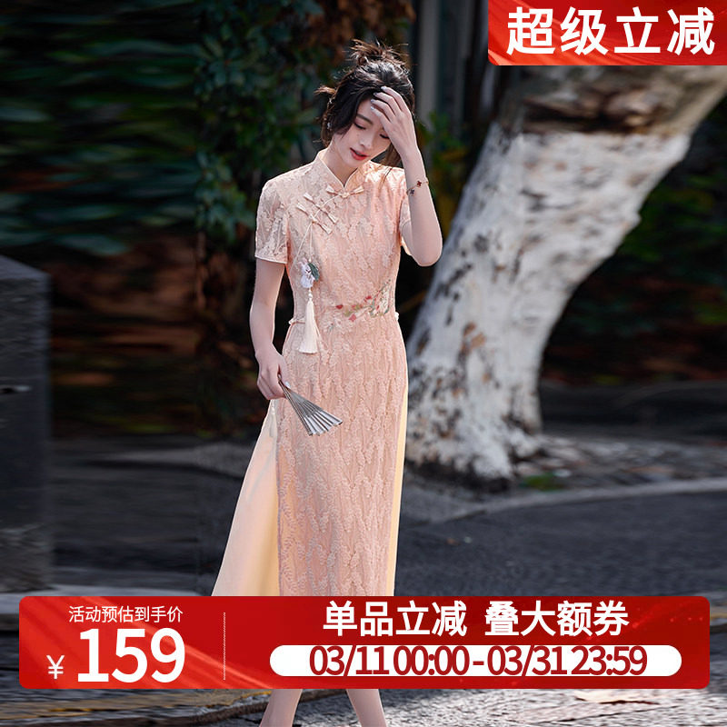 白鹿语新中式蕾丝日常改良旗袍2025夏季年轻款女国风复古连衣裙