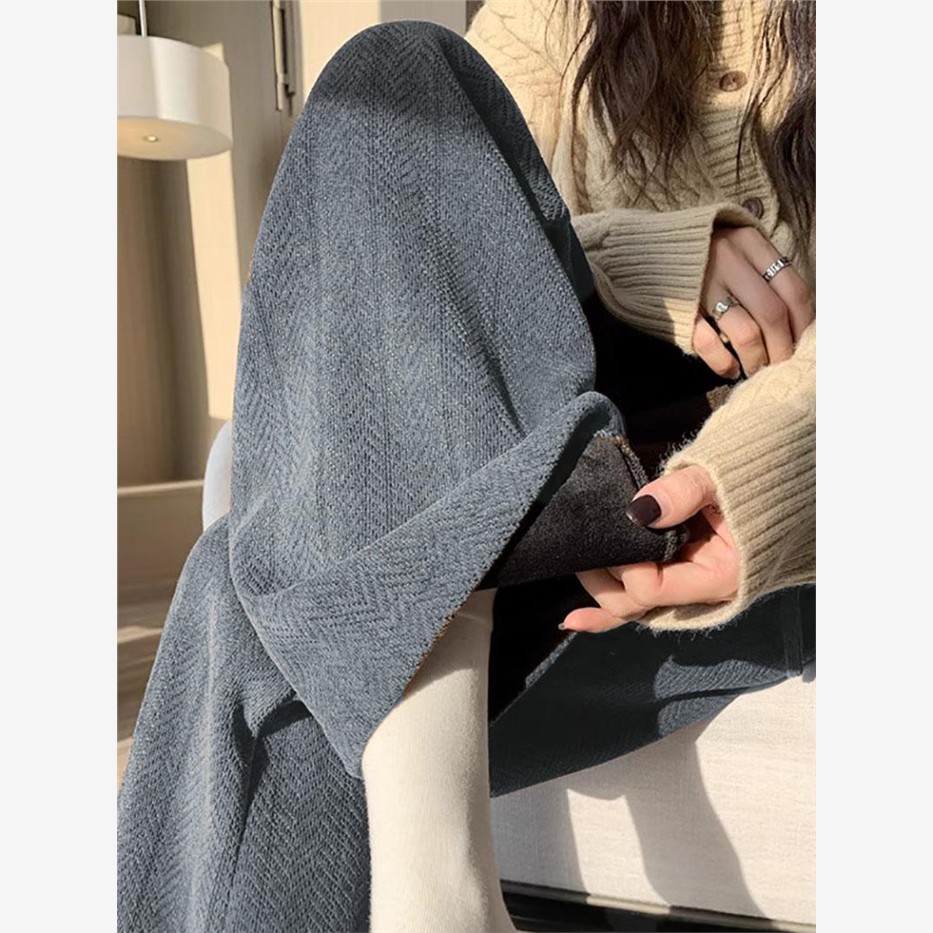 加码100公斤人字形雪尼尔阔腿裤,秋冬女款,羊毛衬里,显瘦胖毫