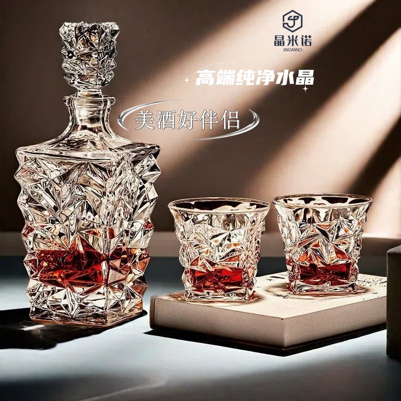 晶米诺威士忌洋酒杯3D浮雕水晶