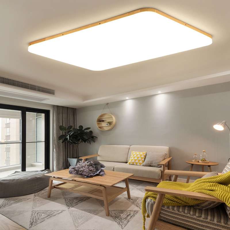 led吸顶灯卧室超薄简约日式原木客厅灯北欧圆形无极调光遥控灯具